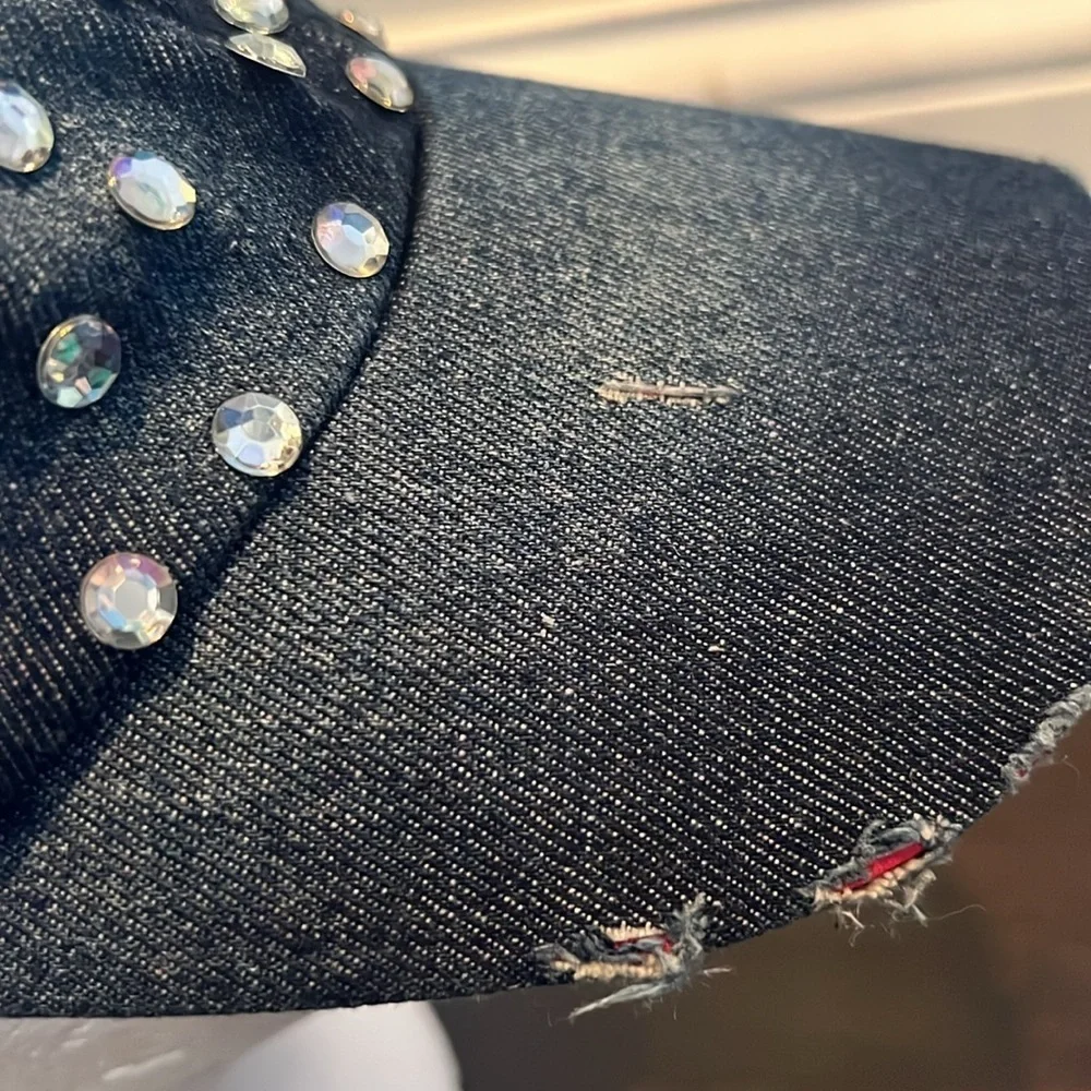 Denim and bling hat